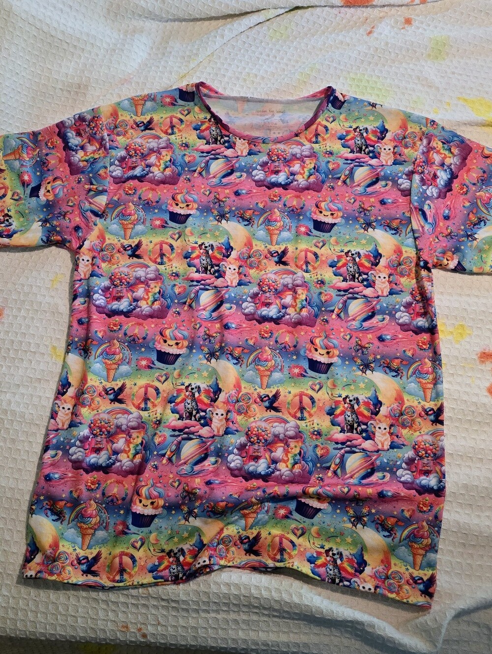 Freedom Rave Wear Kosmic Soft T-Shirt Tee Unisex Stretch Medium Lisa Frank Rave